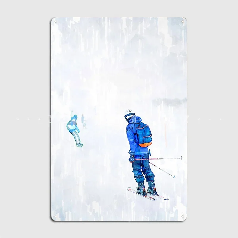 Металлический плакат Skiers Mount Perisher дизайнерские Плакаты для гостиной постеры из