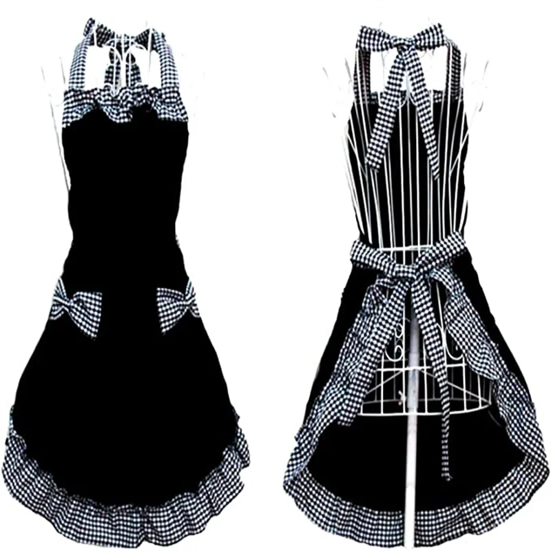

Cute Apron Retro Lovely Ladies Kitchen Cooking Baking Restaurant Flirty Vintage Bow Aprons for Women Girls Lady with Pockets