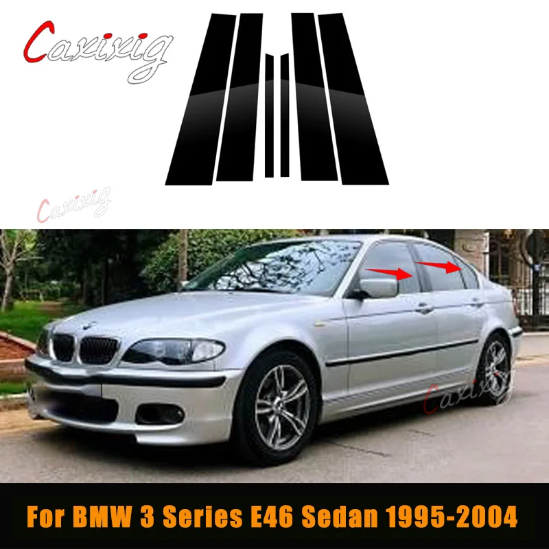 6 Buah Jendela Hitam Mengkilap Stiker Kolom BC Cocok для BMW 3 серии E46 седан 1995-2004