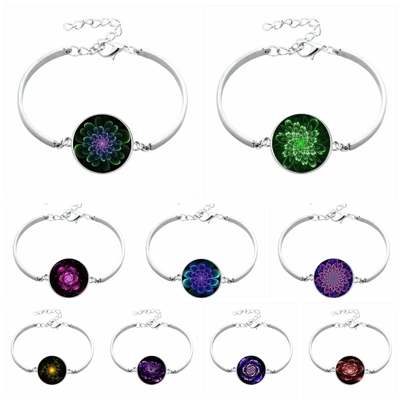 

Fashion 3D Printing Mandala Flower Series 20mm Glass Cabochon Bracelet Bracelet Women Gift Jewelry