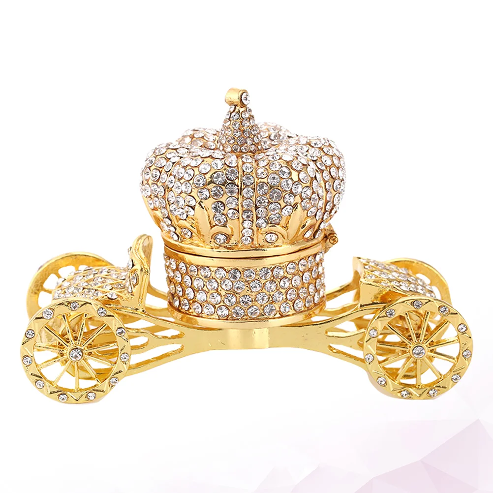 

Box Trinket Jewelry Carriage Pumpkin Crystal Decorative Decor Organizer Display Centerpiecesholder Hinged Ring Small Faberge