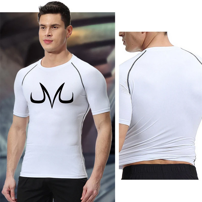 Men's Compression Shirts Short Sleeve Gym Workout Fitness Undershirts Quick Dry Athletic T-Shirt Tops Sportswear Anime Print
