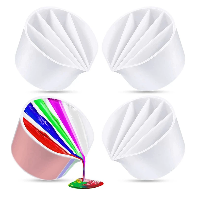

Split Cups For Paint Pouring 4Pcs Silicone Paint Pour Cup 5 Channels Dividers Pour For Resin Art Drawing (5 Channels)