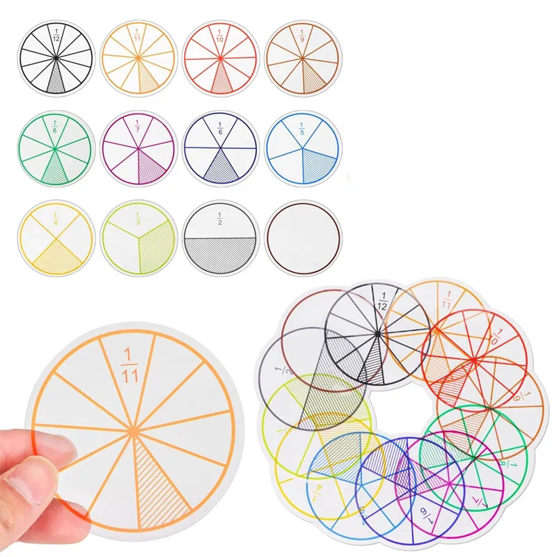 

12Pcs Fractions Education Montessori Math Learning Children Toys Fracciones Matemáticas Kinder Spielzeug развивающие игры