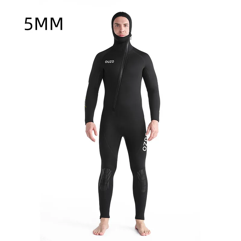 5MM Neoprene Scuba UnderWater Hunting Diving Suit Hooded Keep Warm Surfing Front Zipper Snorkeling Spearfishing Swim Wet Suit