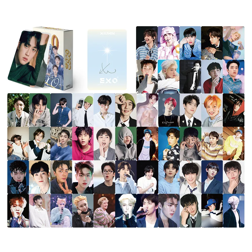 

55 шт., Kpop Boy Band EXO, новый альбом, ломо-карта, фотокарточки, двухсторонняя печать, открытки, коллекция фанатов