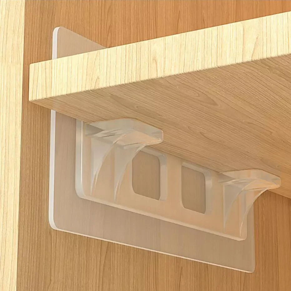

2pcs Lengthen Shelf Support Pegs Self Adhesive Punch Free Closet Cabinet Wardrobe Shelf Holder Rack