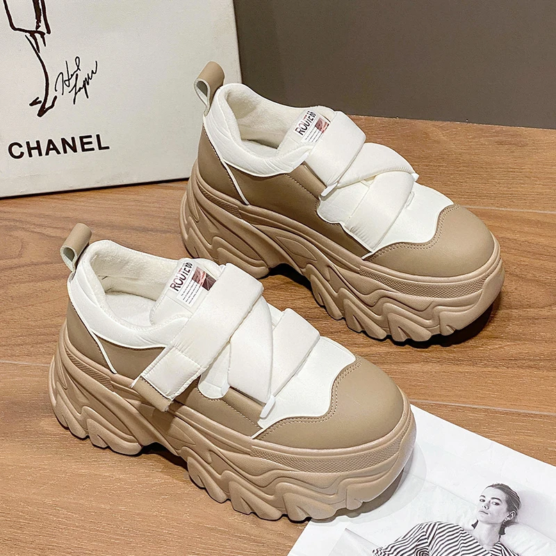 

Women Sneakers 2022 Winter Waterproof Wedges Platform Vulcanize Shoes Woman Sneaker Leather Casual Black Feminino Zapatos Mujer