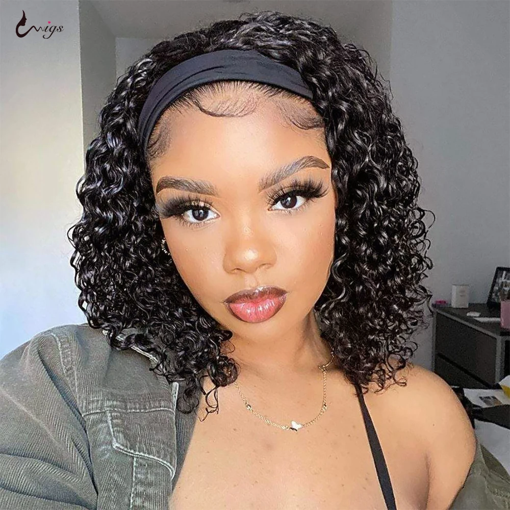 wigs Afro Kinky Curly Headband Wig Human Hair Wigs For Black Women Headbands For Women Kinky Curly Wig Cheap Brazilian Hair Wigs