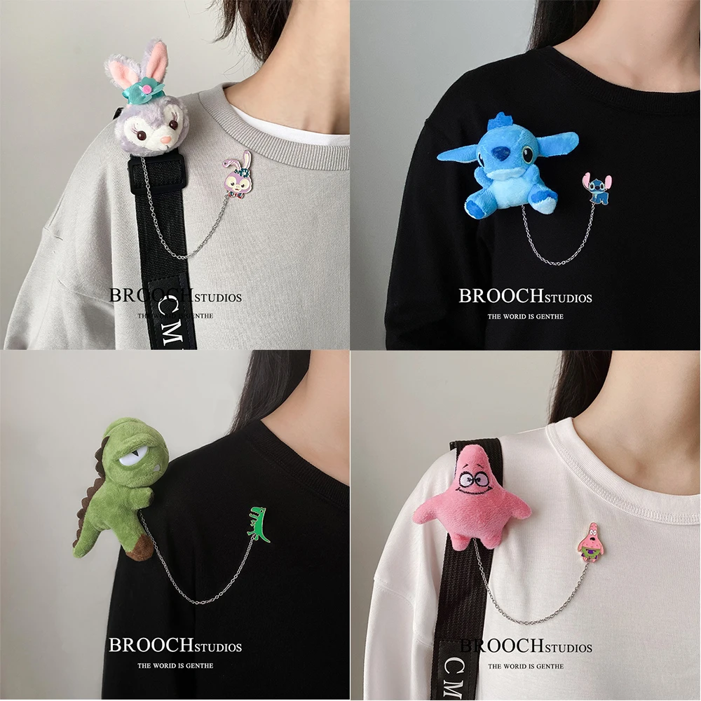 Дисней Лило и Стич радужный плюшевый динозавр панды кукла-брошь игрушка карикатура пин-бейдж аксессуары для женщин мужчин подарок.