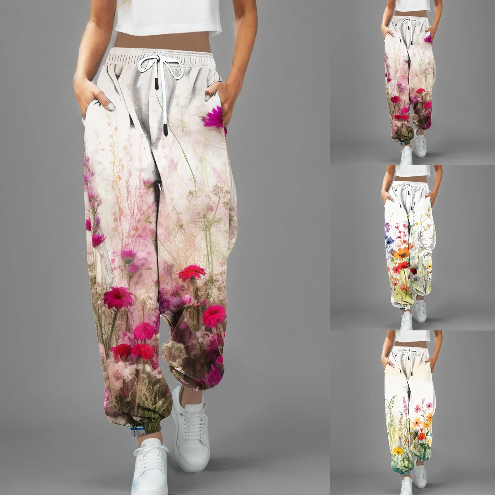 

Woman Sweatpants Aesthetic Floral Print Loose Joggers Streetwear Fashion Women Pants High Waist Comfort Baggy Oversize Trousers