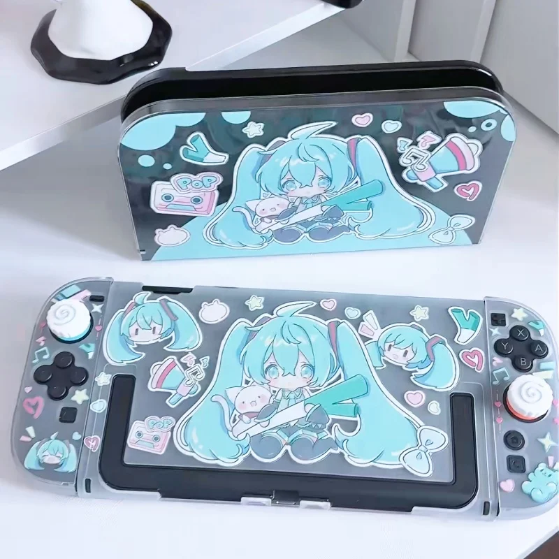 Фото Защитный чехол для Nintendo Switch OLED с изображением Хатсуне Мику, аниме-персонаж, мультяшная красавица, игровой аксессуар №1