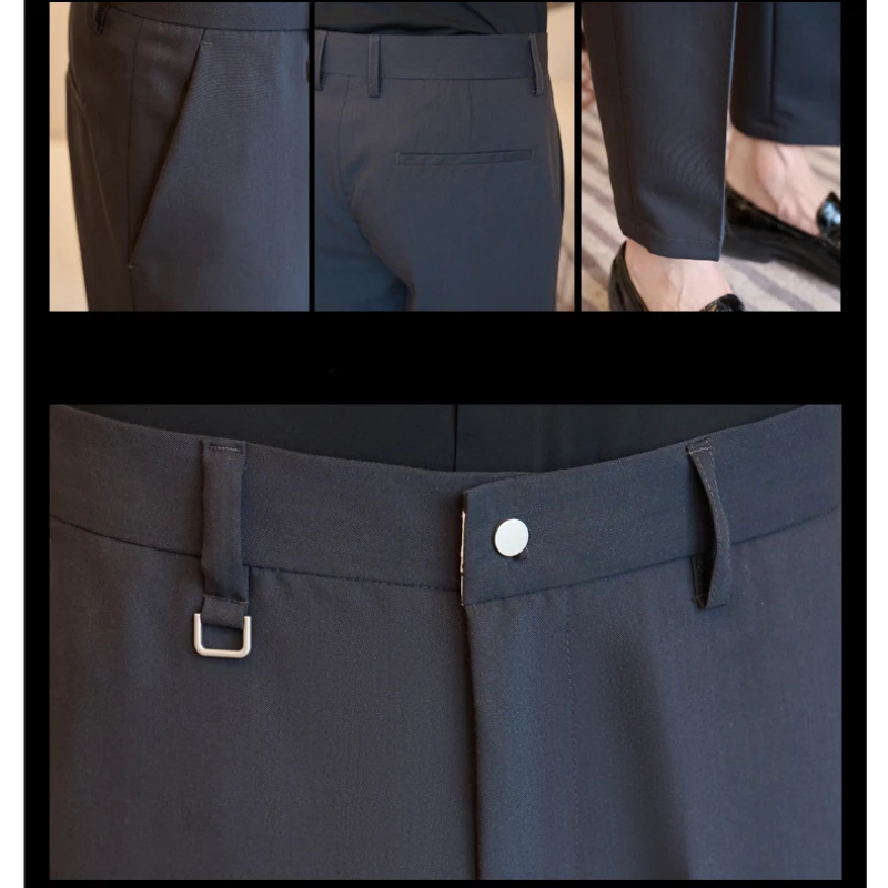 Мужские весенне-летние костюмные брюки до щиколотки в британском стиле