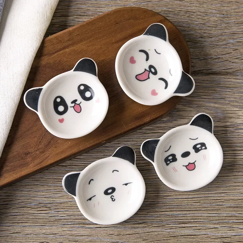 

2022NEW Mini Cartoon Panda Ceramic Small Dish Home Soy Sauce Dish Creative Japanese Tableware Seasoning Saucers