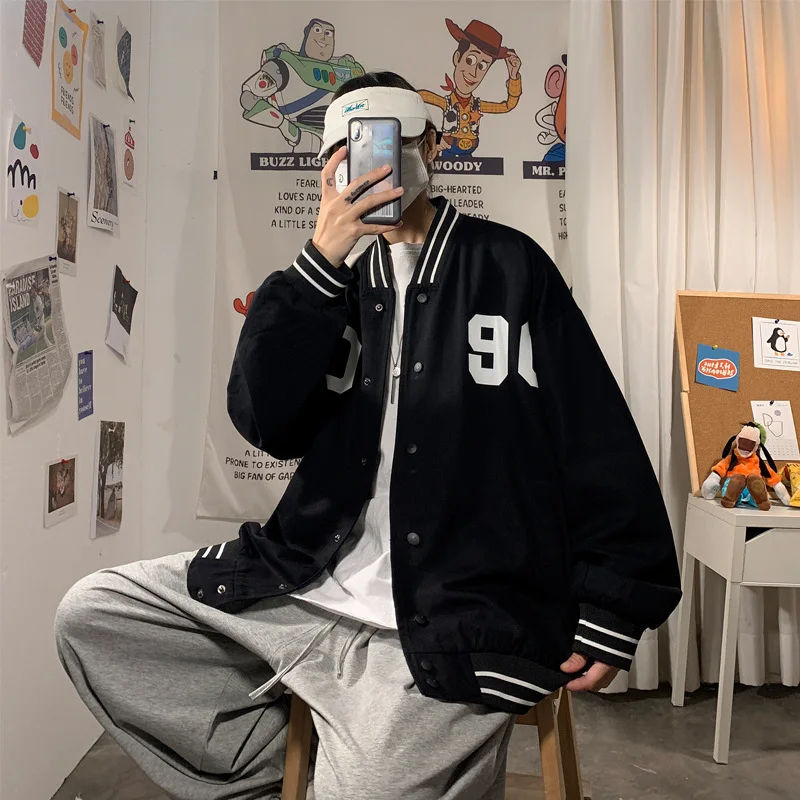 

Spring 2022 new fashion casual comfortable Harbor style loose men's jacket casual versatile ruffian sports baseball uniform