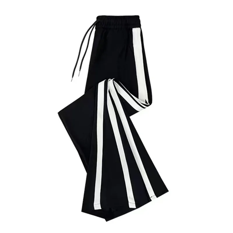 Ice Silk Sweatpants Pants Women Spring Summer New Clothes Thin Straight Large Size Show Thin Wide Leg Fashion Casual Black Pants