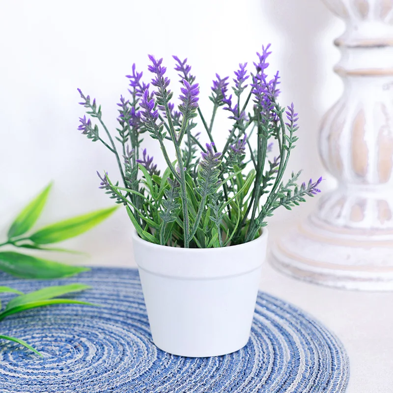 1 Шт. Искусственный Лавандовый Горшок 14 См Реалистичное Украшение Для Офисного