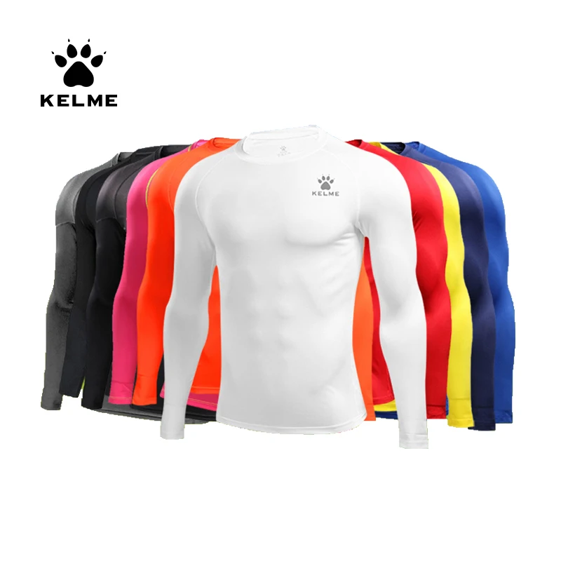 Мужские футболки для бега KELME, компрессионные рубашки, спортивные колготки для бодибилдинга, с длинными рукавами, для тренировок, фитнеса, 3891113