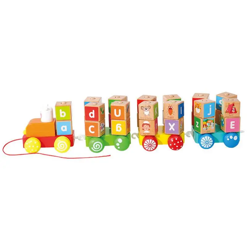 

Wood ABC Train Train Toys 26 PCS Alphabet Letters Block Set Montessori Educational Toys For Kids Toddlers Boy Girls 3 Years Old