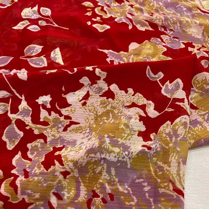 Бренд Европы и Америки красная задняя часть золотой цветок с принтом полиэфирная