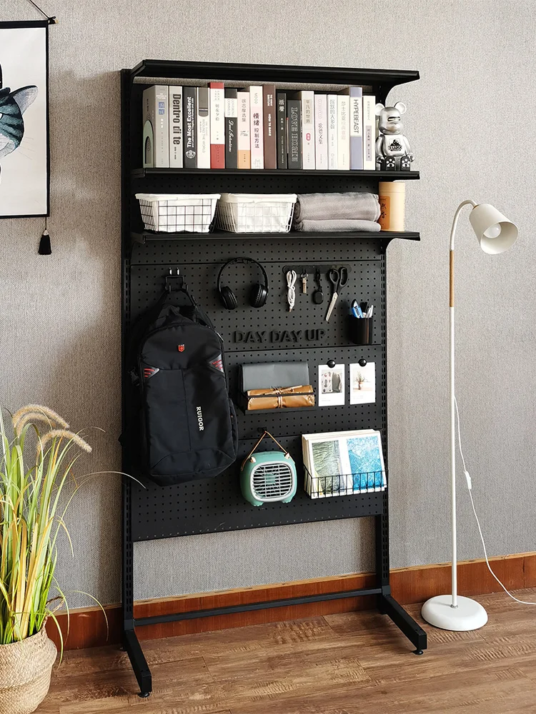 

Vertical Wire-Wrap Board Storage Rack Floor Punch-Free Modern Simple Iron Wall Storage Computer Desk Bookshelf