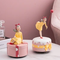 korean style bow girl ornaments creative music box desk accessories decorative figures girls room bedside table decoration gift