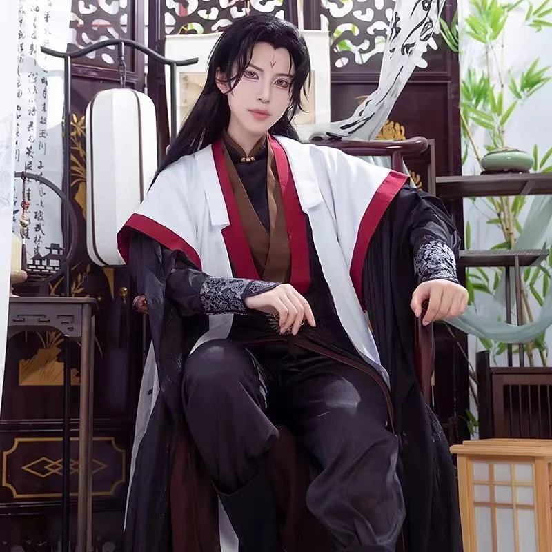 Нишевое стильное черно-белое платье ханьфу в стиле злодей Комплект аниме