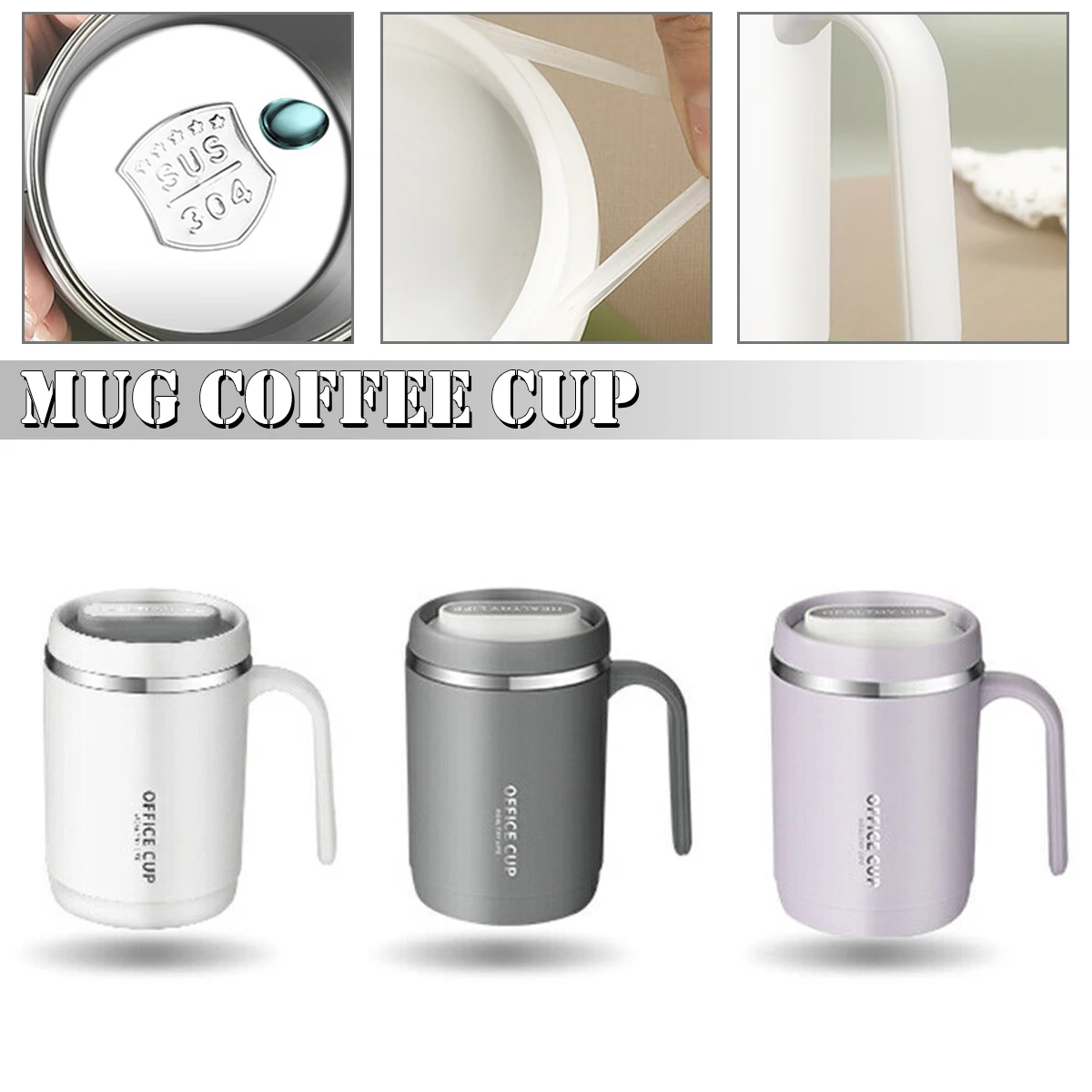 

500ml Thermos Mug Stainless Steel Insulated Coffee Mug With Handle Travel Mug Business Trip Water Bottle Thermal Cup Multicolor