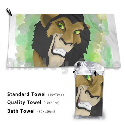 Банное полотенце для приготовления пищи, Пляжная подушка, шрам короля льва, мультяшное животное, кошка, зеленая