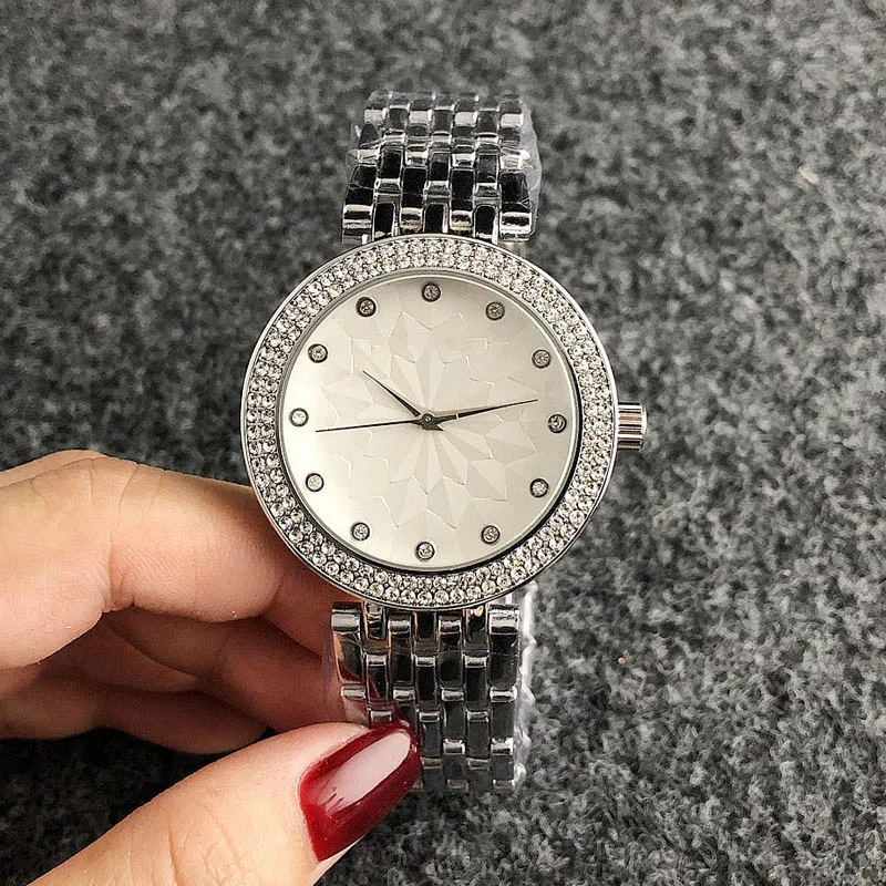 Brand Wrist Watches Women Girl Ladies Crystal Style Quartz Casual Steel Metal Band Clock m101