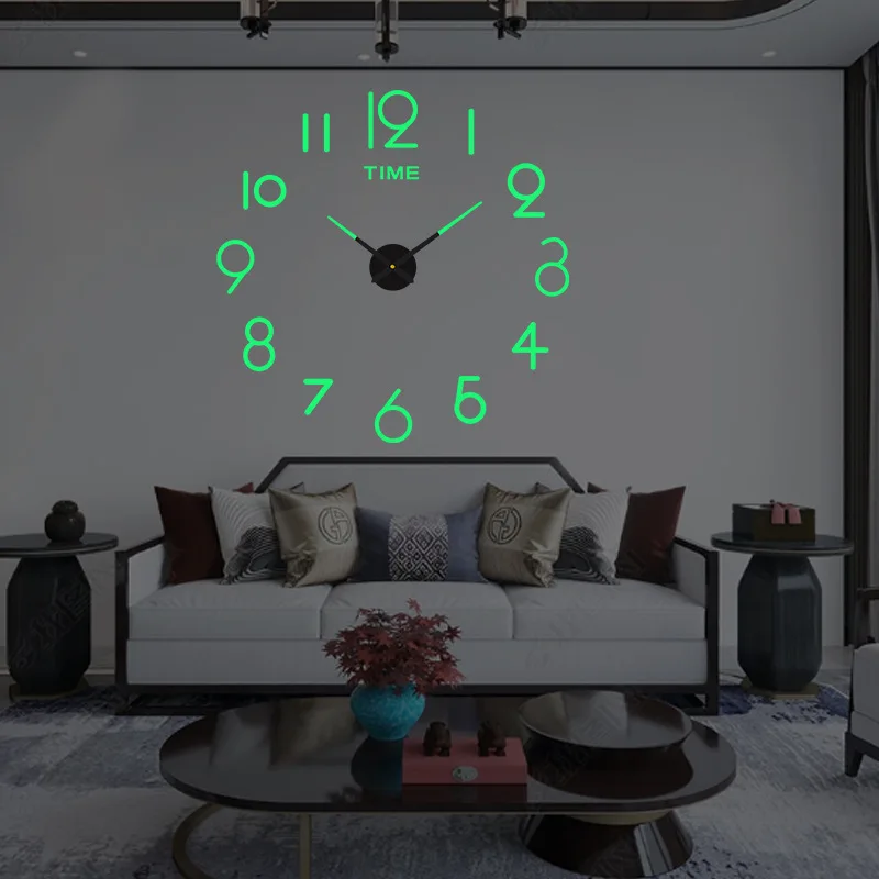 Креативные простые светящиеся цифровые часы «сделай сам», бесшумные настенные часы с наклейкой, настенные часы для гостиной, офиса, украшение для стен