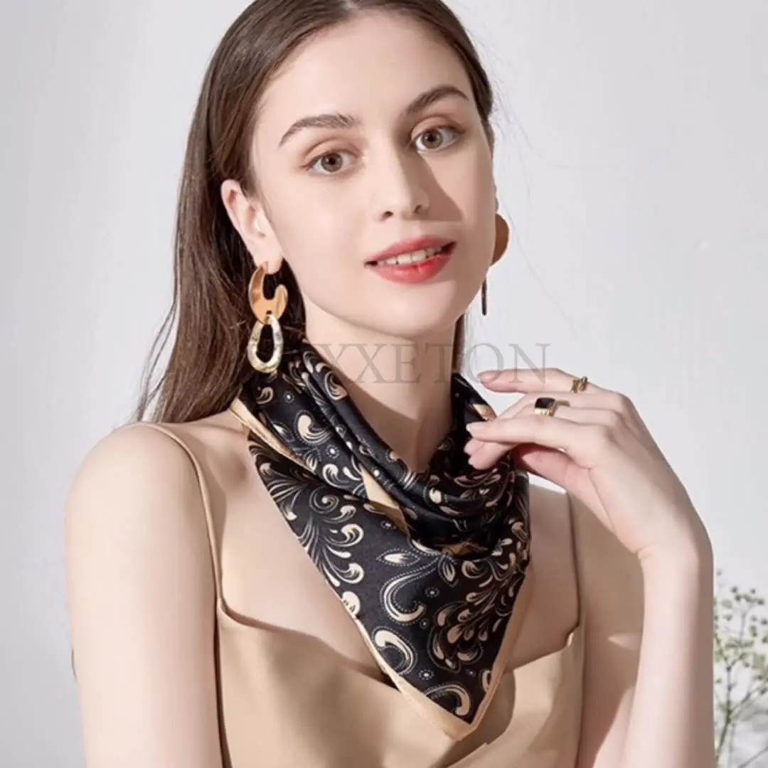 

Luxury Design Silk Skinny Scarf Summer Women Hijab Bandana Ladies Neck Tie Shawl Wirst Female Hair Band Bag Wrap Neckerchief