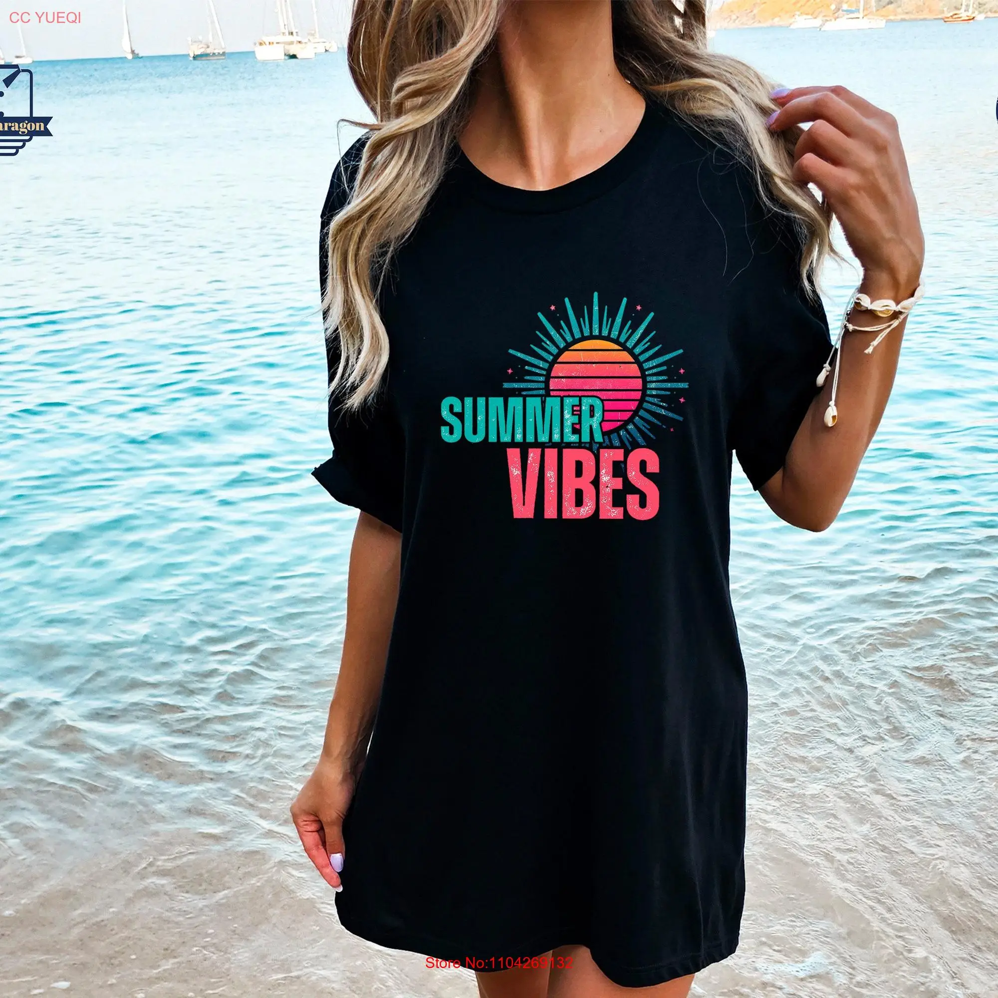 Потертая неоновая футболка в стиле ретро с летними вибрами Hello Time Sunshine Sun Rays Lover Beach