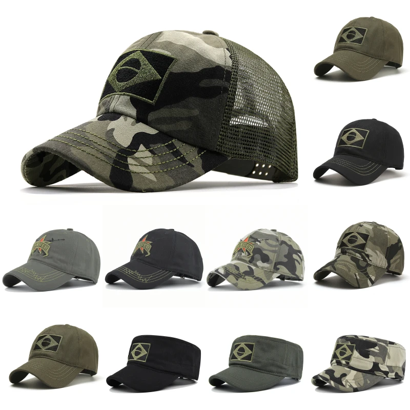 

COZOK Army Camouflage Male Baseball Cap Men Embroidered Brazil Flag Caps Outdoor Sports Tactical Dad Hat Casual Hunting Hats