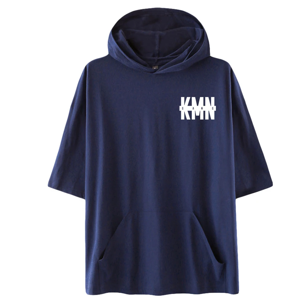 

KMN Gang Short-Sleeved Hooded New Sweatshirt Loose Volleyball Harajuku Polyester Plus Cotton Hoodie 2022 Top Hip Hop Hoody