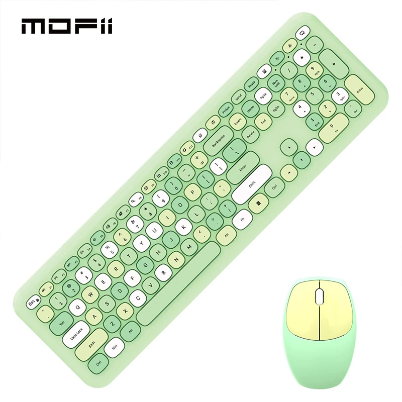 Клавиатура и мышь Mofii зеленые беспроводные 2 4 ГГц USB