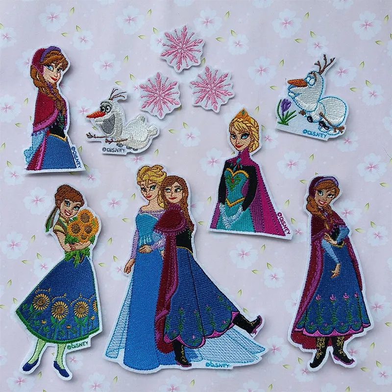 Фото Нашивки Disney для одежды: Принцесса Эльза, наклейки Frozen, нашивки для ремонта детской одежды, декоративные нашивки-цветы №1