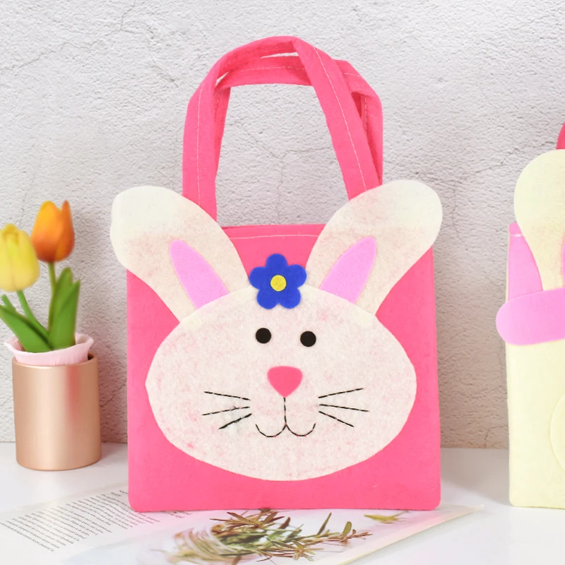 

Easter Cute Rabbit Gift Bag Felt Portable Candy Snack Packaging Bag Easter Decoration Kids Girl Birthday Party Gift Supplies