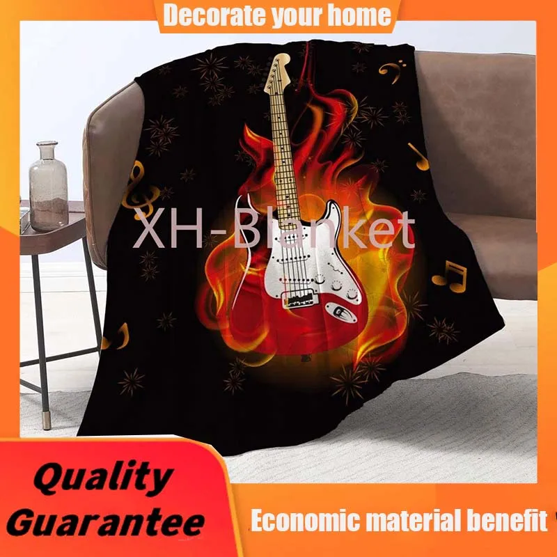 

Lmorey Music blankte, Throw Blanket Burning Guitar Pattern Soft Warm Blanket for Bed Couch Sofa Lightweight Travelling Camping