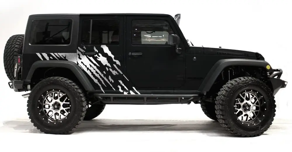 

Factory Crafts Splash Side Graphics Kit 3M Vinyl Decal Wrap Compatible with Jeep Wrangler 4 Door 2007-2016 - Silver