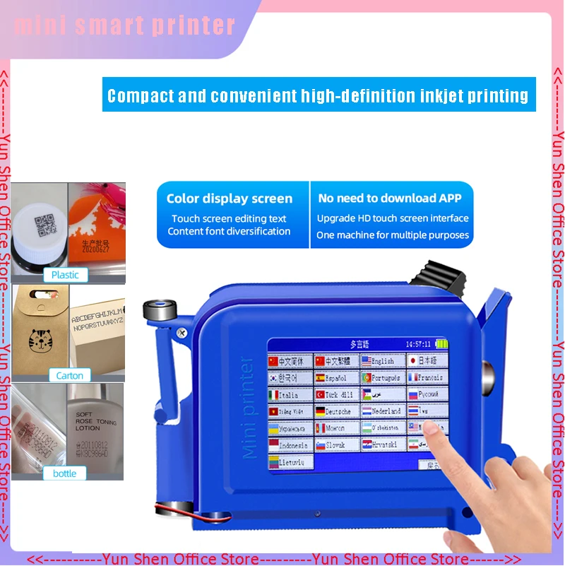 

Mini Smart Portable Inkjet Printer Multilingual Production Date Qr Code Pattern Label Printing Machine Plastic Bottle Not Fade