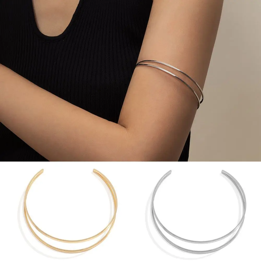 Punk Silver Gold Armlet Adjustable Upper Arm Cuff Minimalist Bangle Armband Bracelet | Bangles