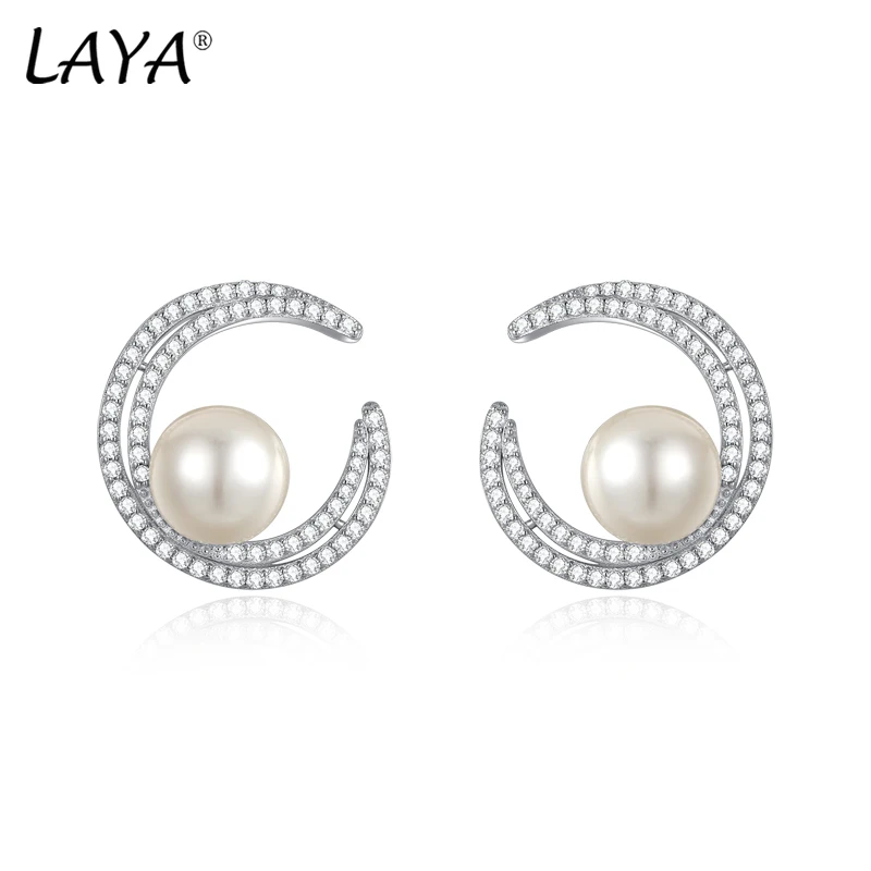 

LAYA Pure 925 Sterling Silver Shell Pearl Earrings For Women Engagement Wedding Luxury Piercing Ears Fine Jewelry 2022 Trend