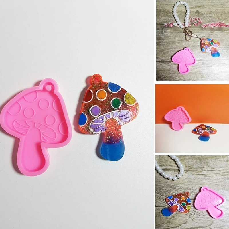 

Glossy Mushroom Mold Silicone Resin Keychain Mold Epoxy Mold Silicone Mold for DIY Keychain Jewelry Making Crafts Arts T8DE