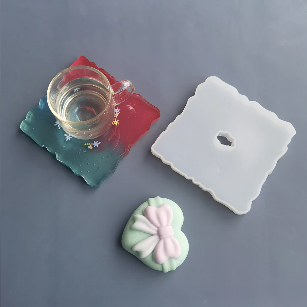

Square Coaster Epoxy Resin Wine Glass Tea Silicone Molds Glass Coasters Epoxy Resin DIY Table Decoration For Family Party Craft