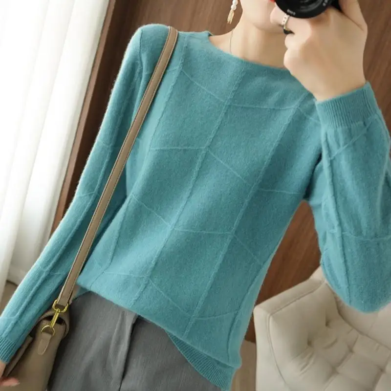 

Women Knitted Basic Long Sleeve Sweaters O-Neck Solid Pullovers Female Sweater Autumn Winter Coat Lady Unif Jumper Top 2022