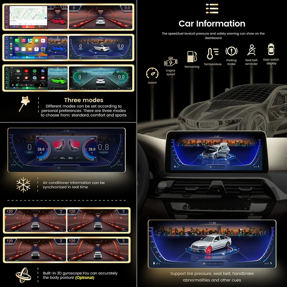 MEKEDE 12 3-дюймовый Android 13 Carplay Auto для BMW 5 серии GT F07 CIC NBT 2009-2016 Автомобильный FM-радио