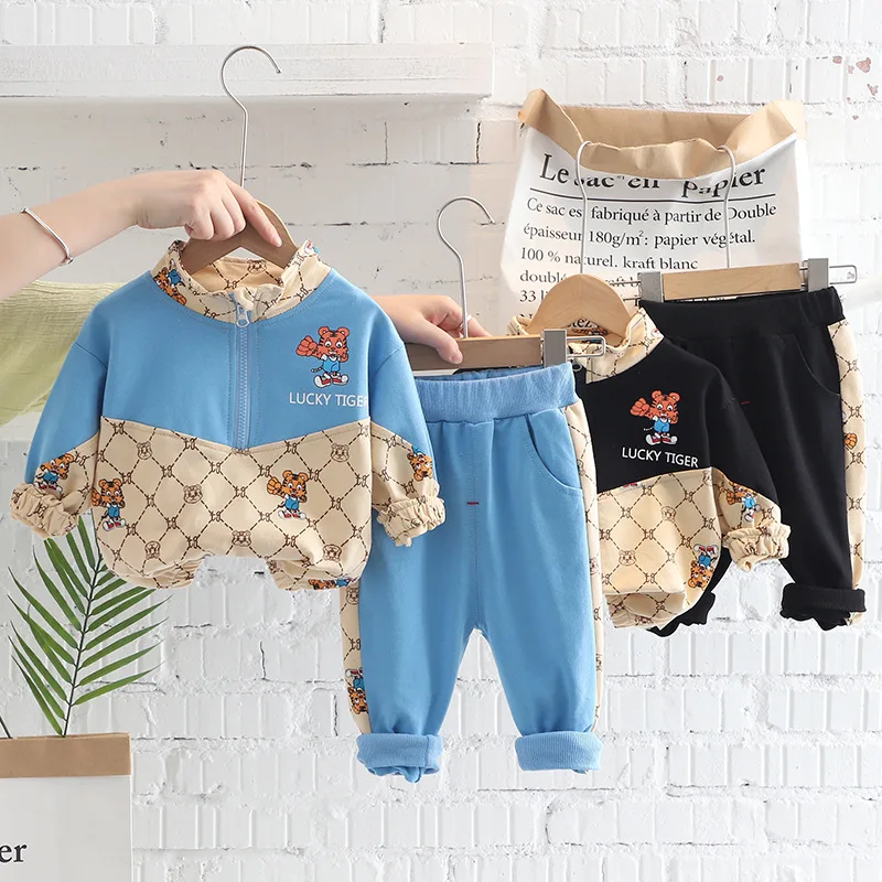 

New Fashion Spring Children Baby Clothes Boys Girls Cartoon Tiger Coat Pants 2Pcs/Sets Toddler Autumn Clothing Infant Tracksuits