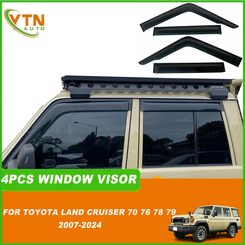 Фото Для Toyota Land Cruiser 70 76 78 79 LC70 LC76 LC78 LC79 2007-2024 Автомобильный дождевик, защита от дождя и солнца, дефлекторы оконного козырька №1