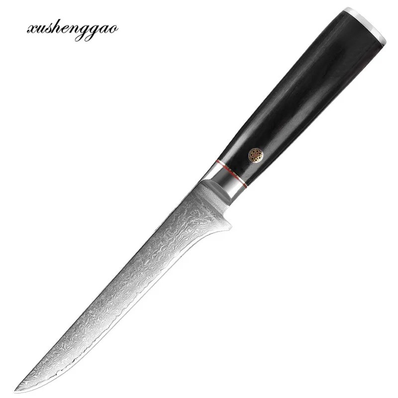 

Genuine Damascus Knife 67 Layers Damascus Steel Kitchen Knife 6 Inch Boning Cleaver Beautiful Knife With Patterns Wood Handle